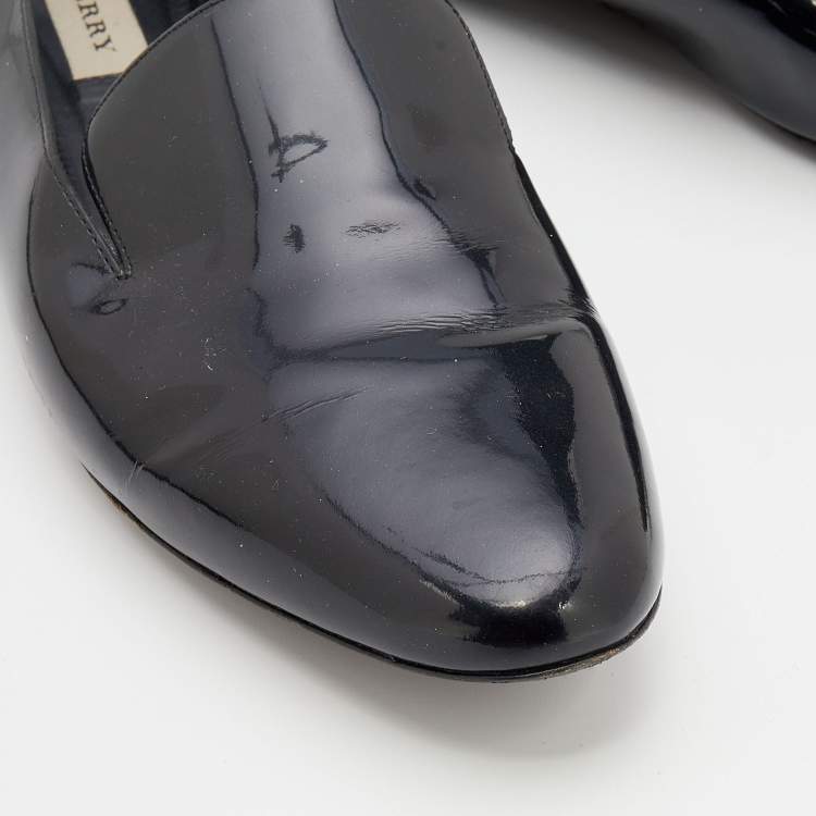 Pre Owned Burberry Black Patent Leather Slip on Loafers Size 41