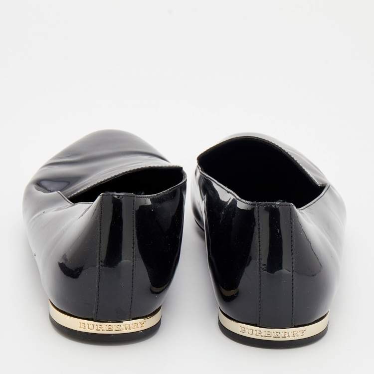 Pre Owned Burberry Black Patent Leather Slip on Loafers Size 41