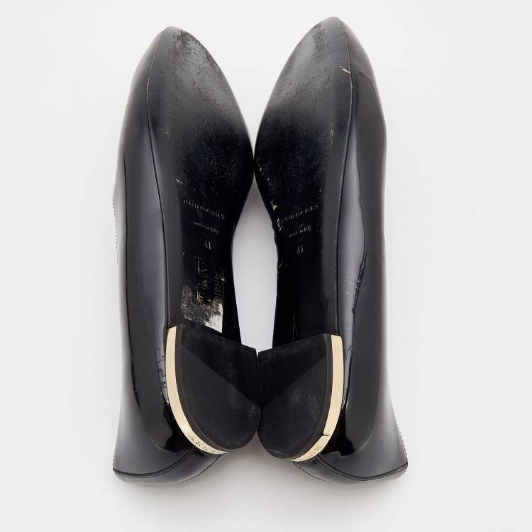 Pre Owned Burberry Black Patent Leather Slip on Loafers Size 41