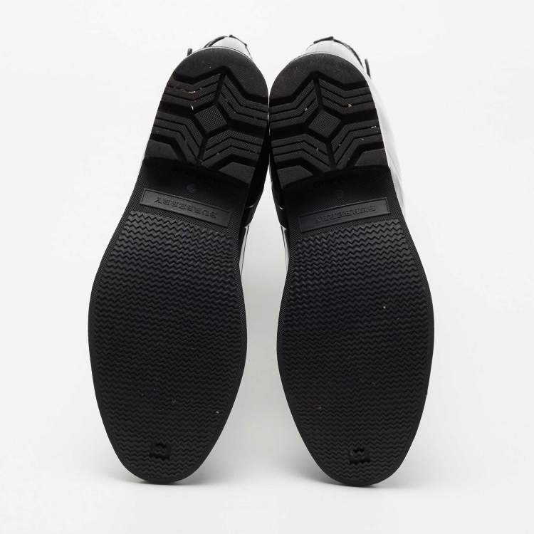 Pre Owned Burberry Black Rubber And Nova Check Canvas Rain Boots Size 37