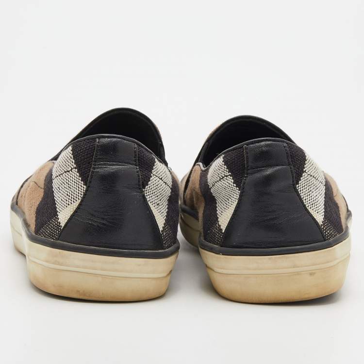 Pre Owned Burberry Brown House Check Canvas Gauden Slip On Sneakers Size 38