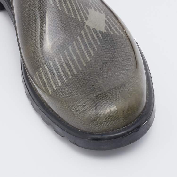 Pre Owned Burberry Olive Green Rubber Wellington Rain Boots Size 40