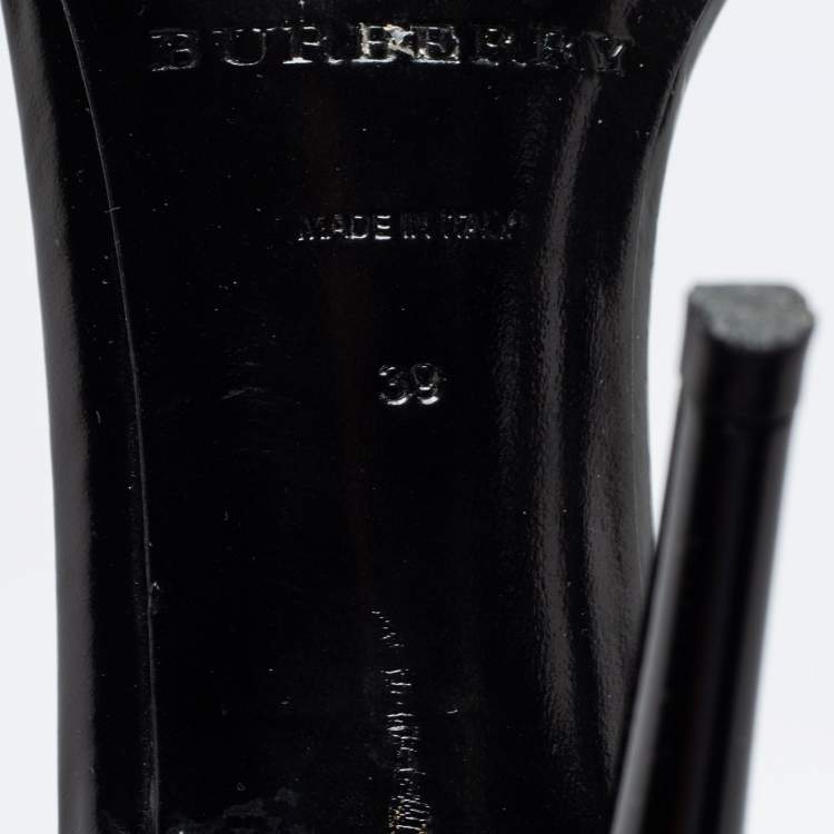 Pre Owned Burberry Black Leather Reynholm Ankle Strap Sandals Size 39