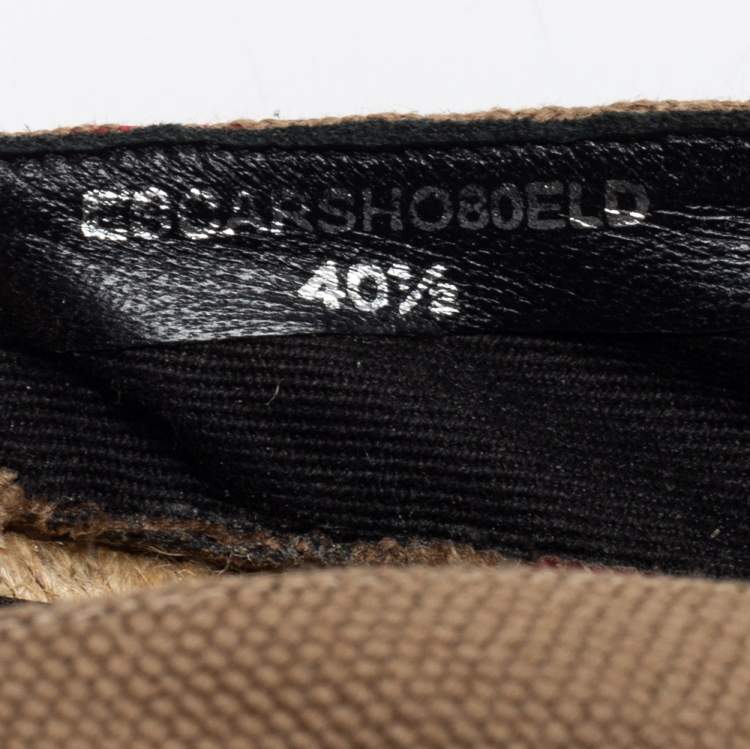 Pre Owned Burberry Beige Hodgeson Check Canvas Espadrille Flats Size 40.5