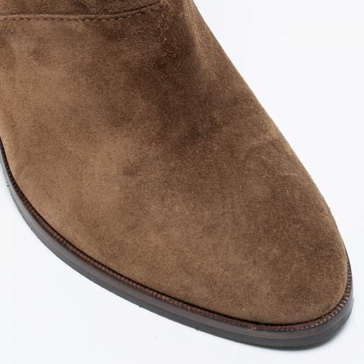 Pre Owned Burberry Brown Suede Larina Ankle Boots Size 38.5