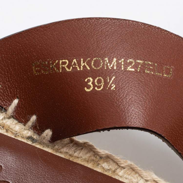 Pre Owned Burberry Beige House Check Canvas Abbingdon Espadrille Flats Size 39.5