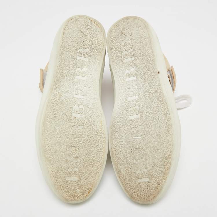 Pre Owned Burberry Beige Nubuck And Suede High Top Sneakers Size 37