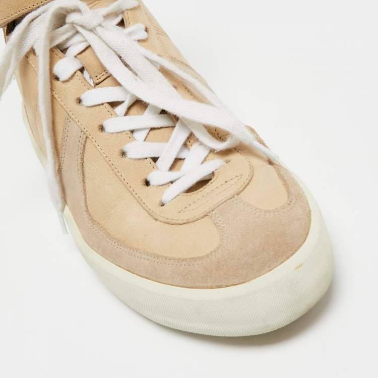 Pre Owned Burberry Beige Nubuck And Suede High Top Sneakers Size 37