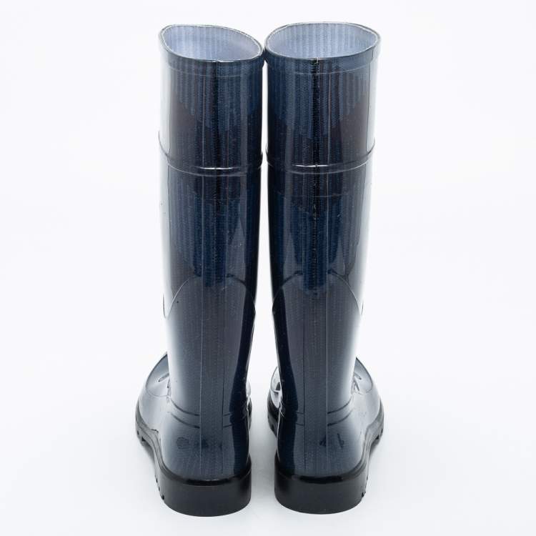 Pre Owned Burberry  Navy Blue Rubber Rain Boots Size 37