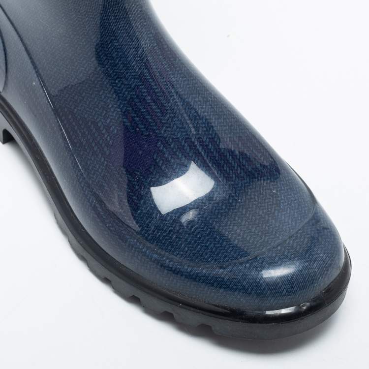 Pre Owned Burberry  Navy Blue Rubber Rain Boots Size 37