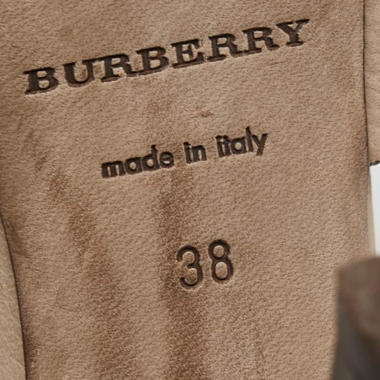 Pre Owned Burberry Beige Nubuck Leather Platform Ankle Cuff Sandals  Size 38
