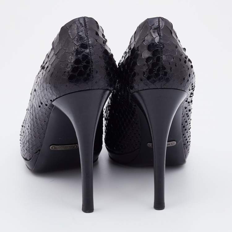 Pre Owned Burberry Black Python Pointed Toe Pumps Size 38