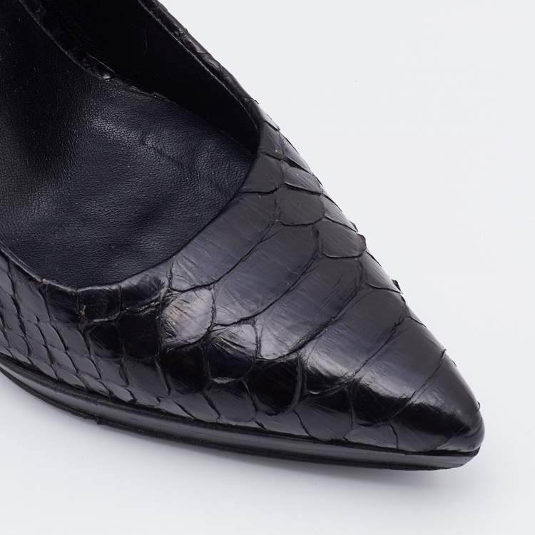 Pre Owned Burberry Black Python Pointed Toe Pumps Size 38