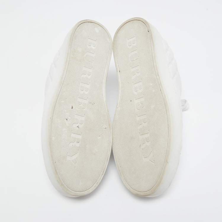 مملوكة مسبقًا Burberry White Quilted Leather Westford Low Top Sneakers Size 37