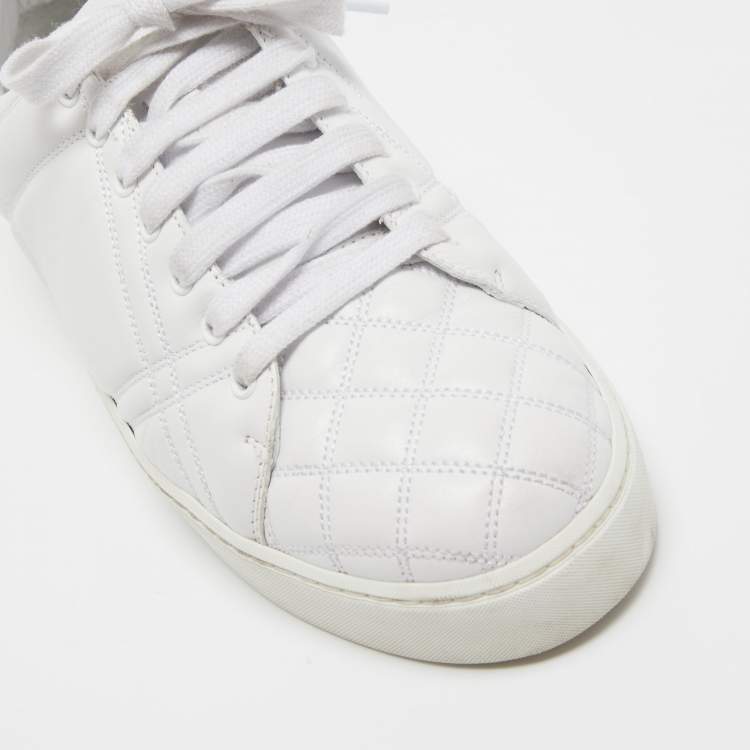 مملوكة مسبقًا Burberry White Quilted Leather Westford Low Top Sneakers Size 37