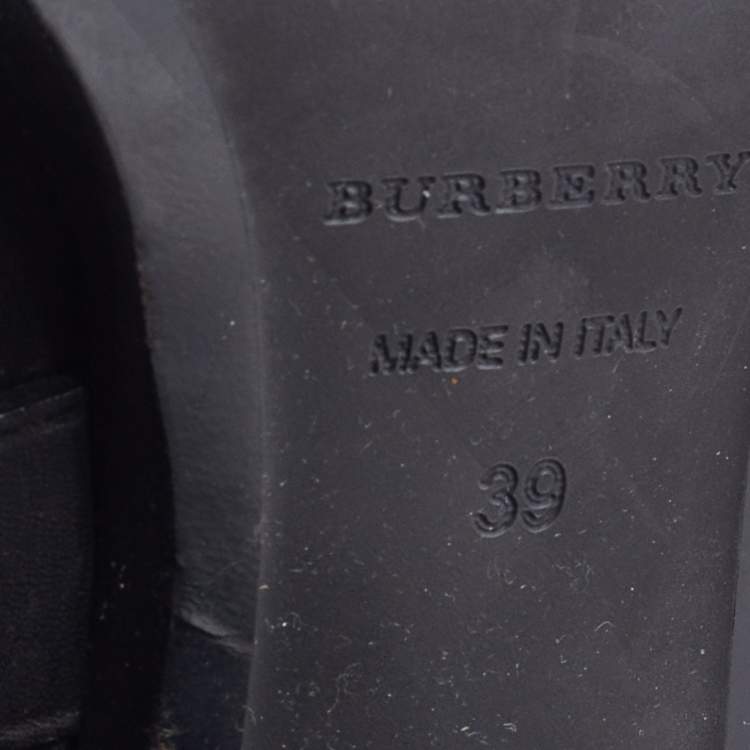 Pre Owned Burberry Black Quilted Leather Buckle Ankle Length Boots Size 39