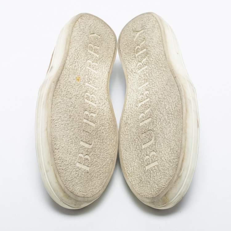 Pre Owned Burberry Multicolor Canvas And Leather Gauden Slip On Sneakers Size 38