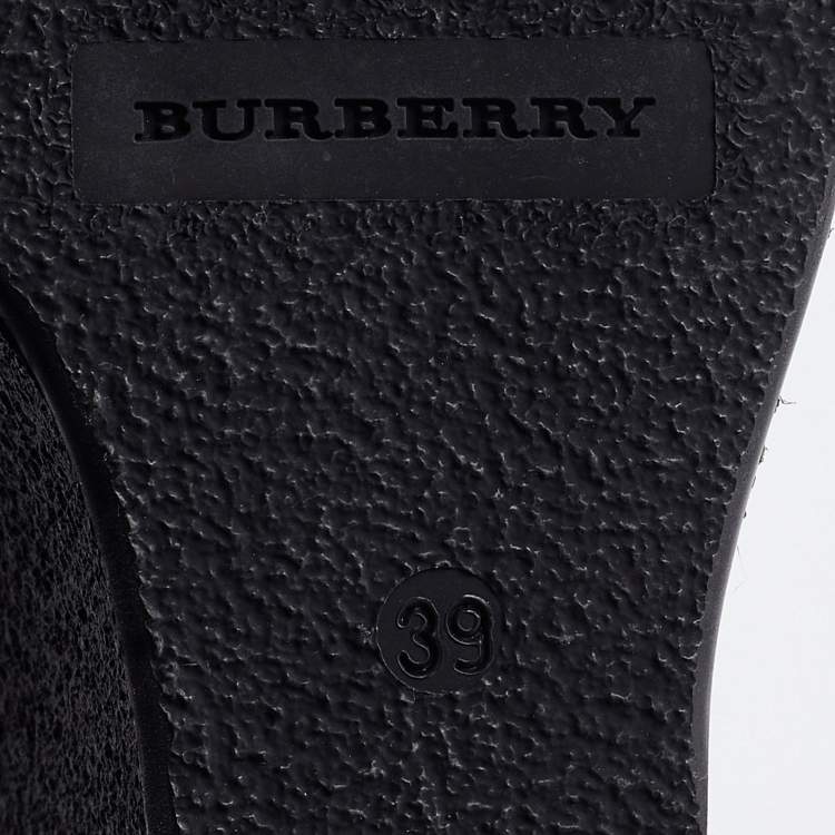 Pre Owned Burberry Black Suede and Patent Leather Wedge Platform Sneakers Size 39