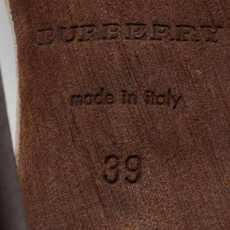 Pre Owned Burberry Multicolor Smoked Check Coated Canvas and Leather Ankle Strap Sandals Size 39