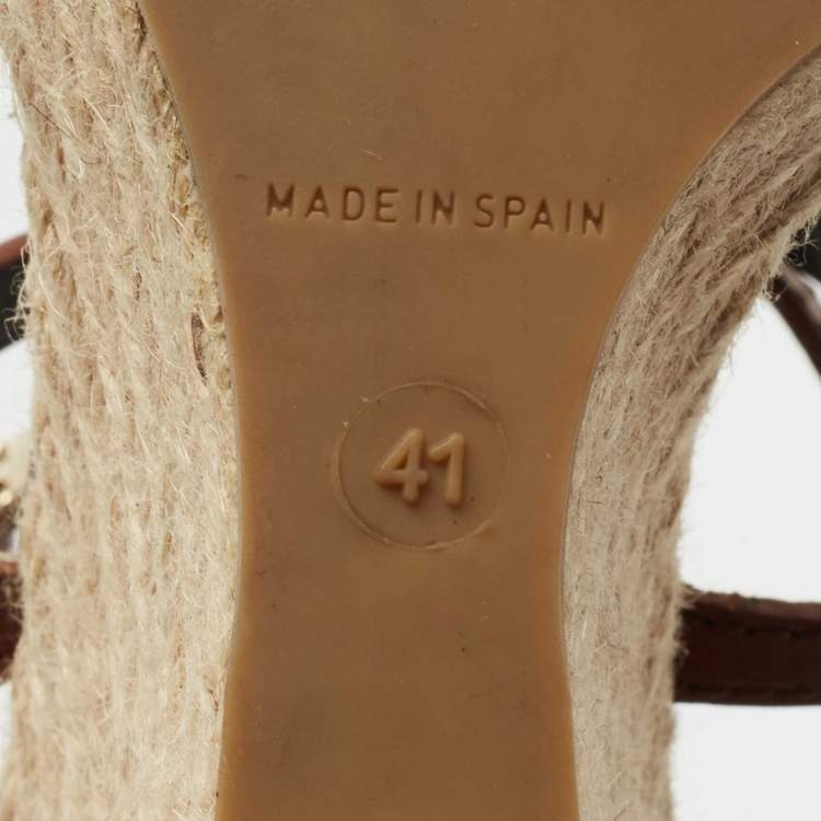 مملوكة مسبقًا Burberry Brown Leather Wedge Sandals Size 41