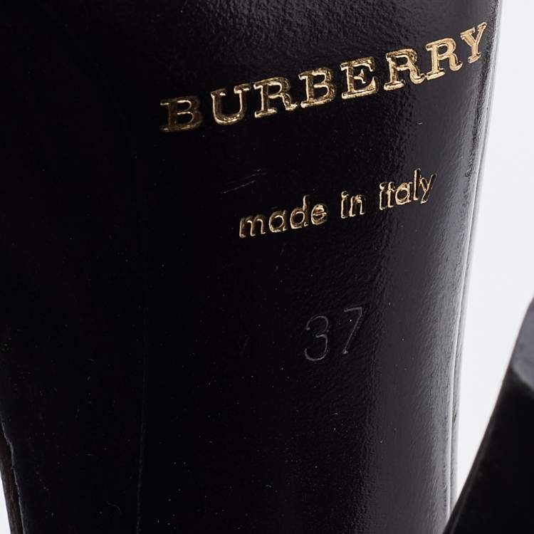 Pre Owned Burberry Brown Leather Ankle Strap Platform Sandals Size 37