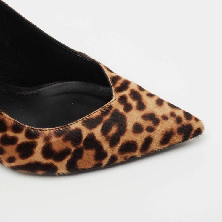 Pre Owned Burberry Brown Calf Hair Collins Pointed Toe Pumps Size 39