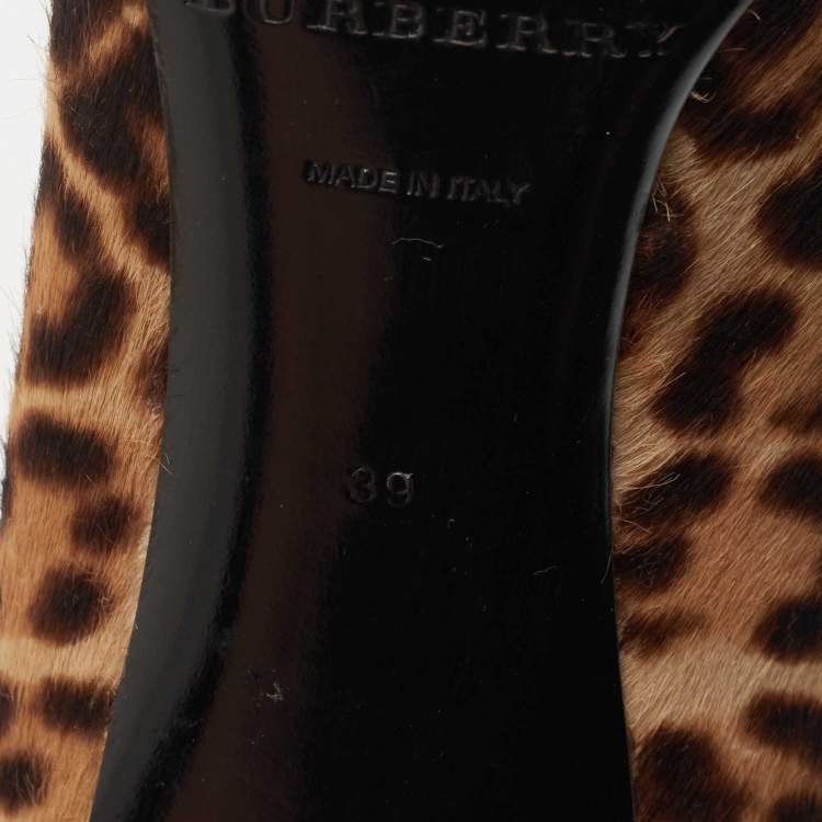 Pre Owned Burberry Brown Calf Hair Collins Pointed Toe Pumps Size 39