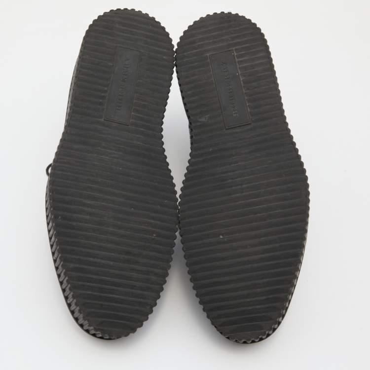 Pre Owned Burberry Black Brogue Leather Chelsam Lace Up Platform Oxfords Size 37.5