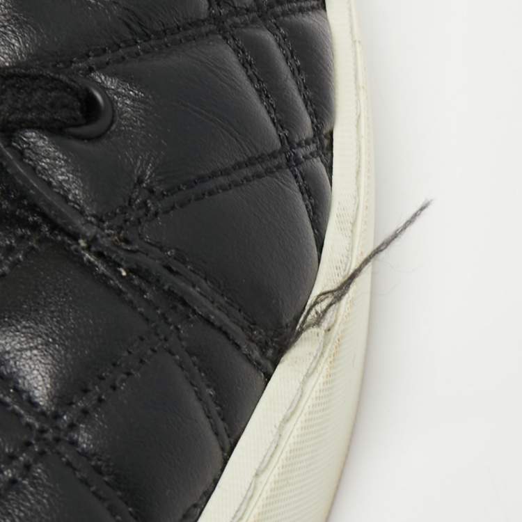 Pre Owned Burberry Black Quilted Leather High Top Sneakers Size 38.5