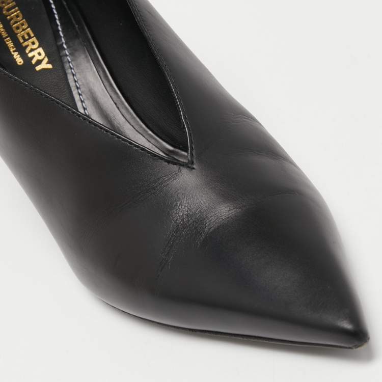Pre Owned Burberry Black Leather Bierfield Pumps Size 37.5