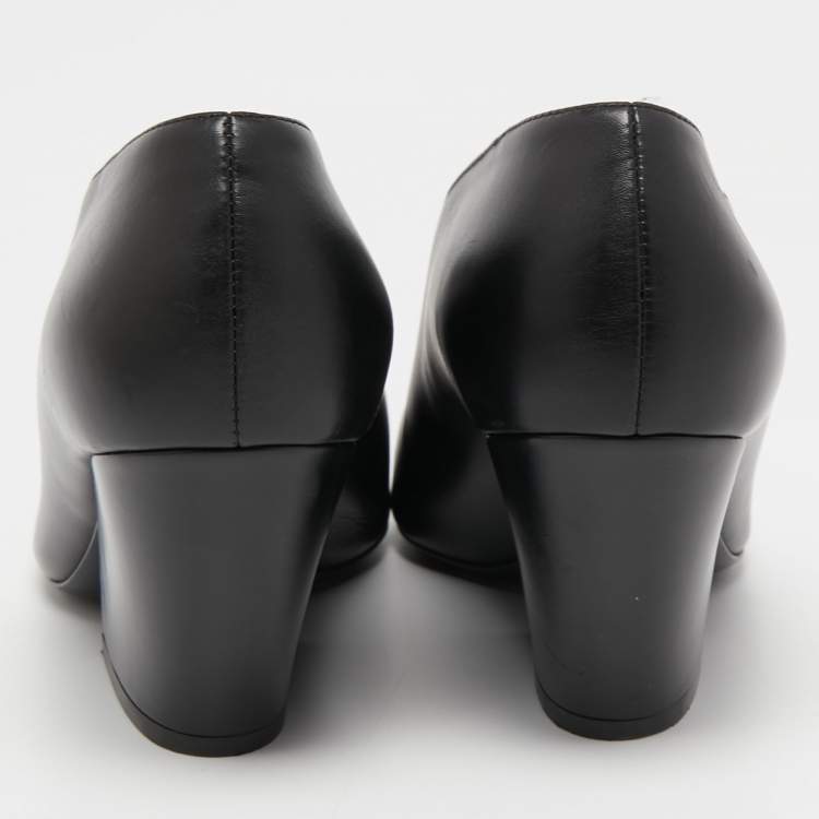 Pre Owned Burberry Black Leather Bierfield Pumps Size 37.5