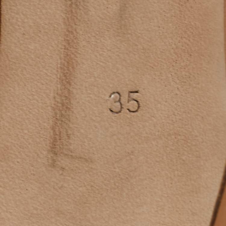 Pre Owned Burberry Beige Leather Barmby Cut Out Open Toe Booties Size 35