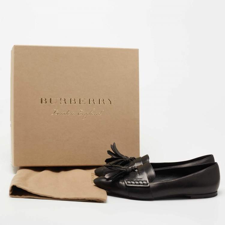 Pre Owned Burberry Black Leather Coledale Tassel Pointed Toe Loafers Size 39