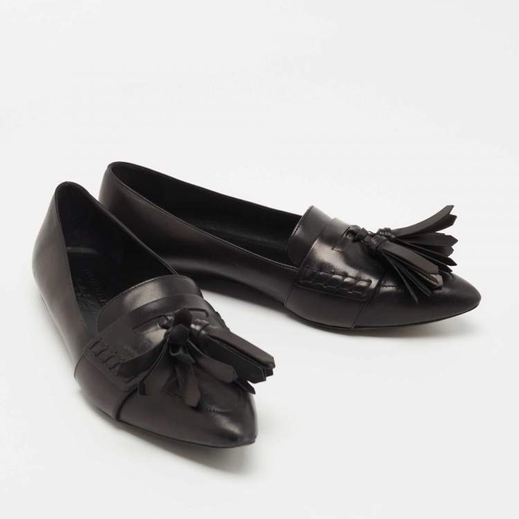 Pre Owned Burberry Black Leather Coledale Tassel Pointed Toe Loafers Size 39