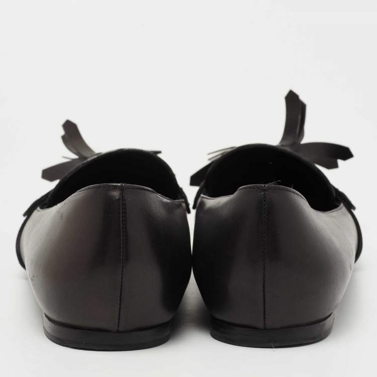 Pre Owned Burberry Black Leather Coledale Tassel Pointed Toe Loafers Size 39