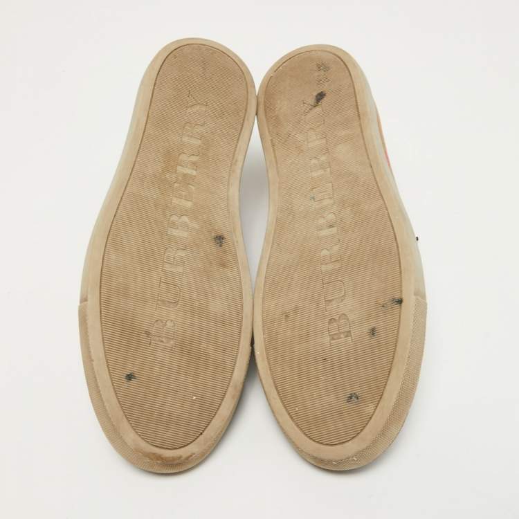 مملوكة مسبقًا Burberry Multicolor House Check Canvas and Leather Lace Up Sneakers Size 39