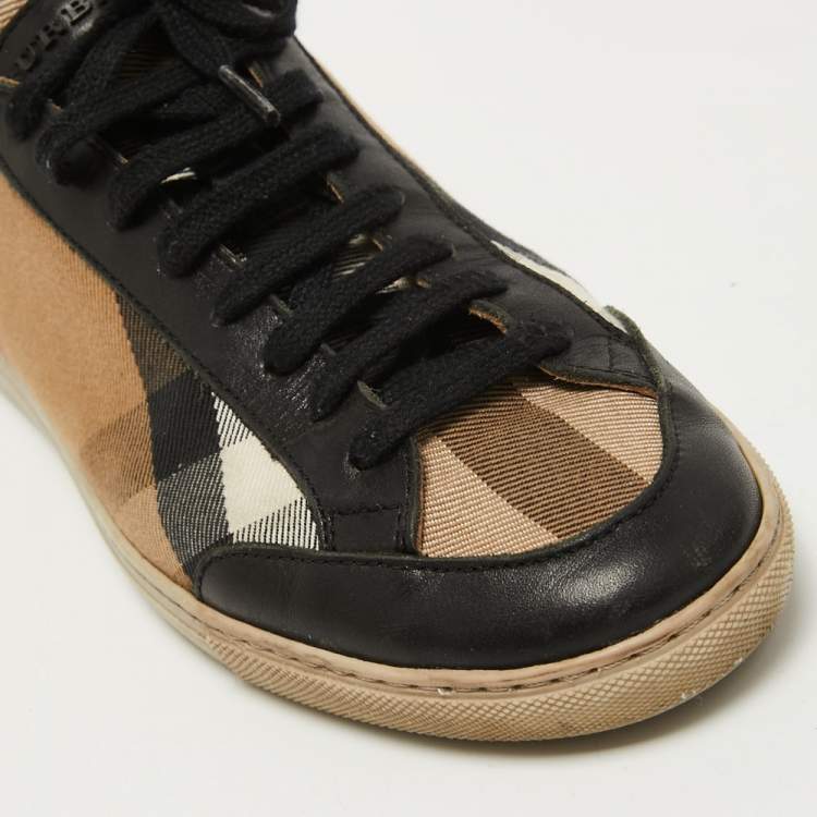 مملوكة مسبقًا Burberry Multicolor House Check Canvas and Leather Lace Up Sneakers Size 39
