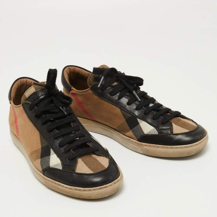 مملوكة مسبقًا Burberry Multicolor House Check Canvas and Leather Lace Up Sneakers Size 39
