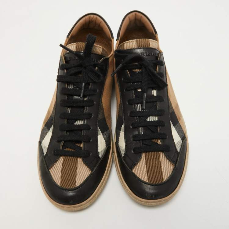 مملوكة مسبقًا Burberry Multicolor House Check Canvas and Leather Lace Up Sneakers Size 39