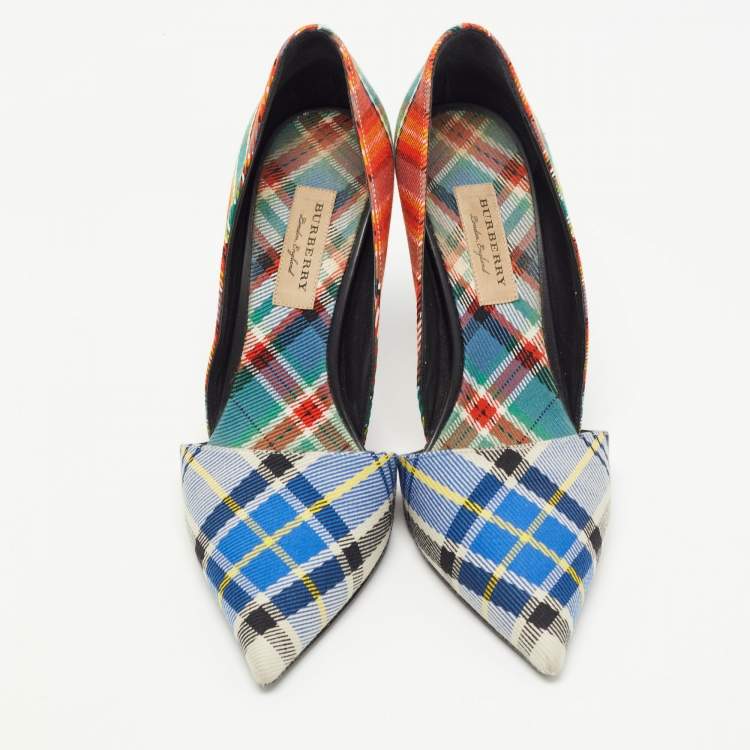Pre Owned Burberry Multicolor Printed Canvas Virna D'orsay Pumps Size 38