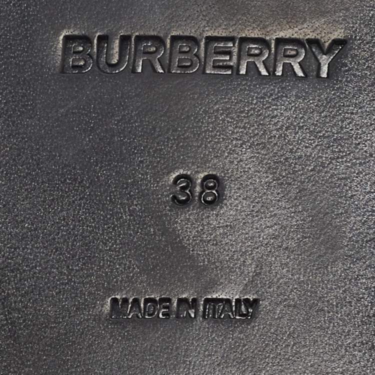 Pre Owned Burberry Black Canvas And Leather Flat Slides Size 38