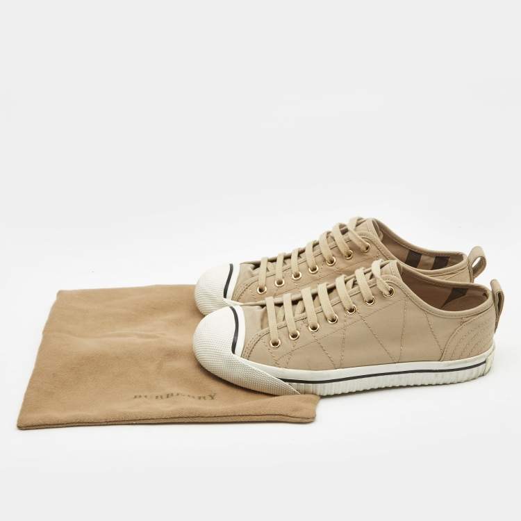 Pre Owned Burberry Beige Canvas Low Top Sneakers Size 38