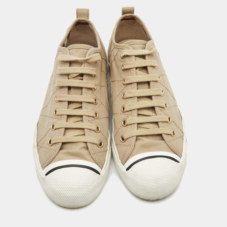 Pre Owned Burberry Beige Canvas Low Top Sneakers Size 38