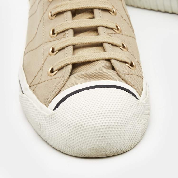 Pre Owned Burberry Beige Canvas Low Top Sneakers Size 38