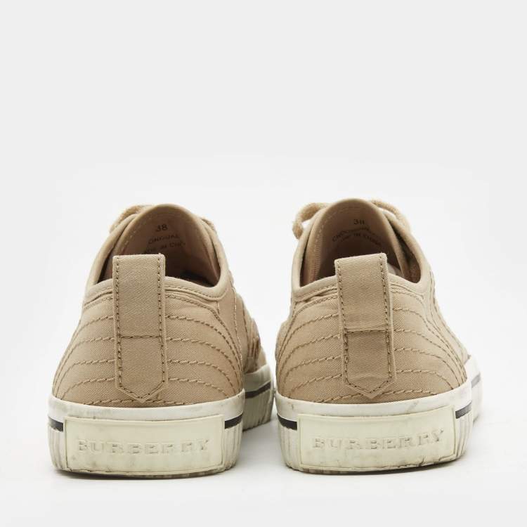 Pre Owned Burberry Beige Canvas Low Top Sneakers Size 38