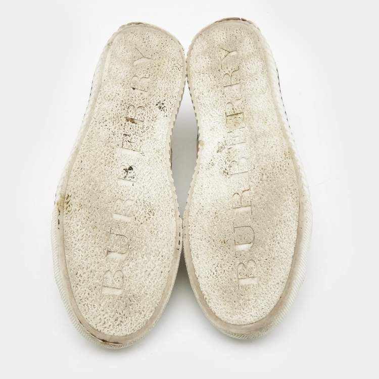 Pre Owned Burberry Beige Canvas Low Top Sneakers Size 38