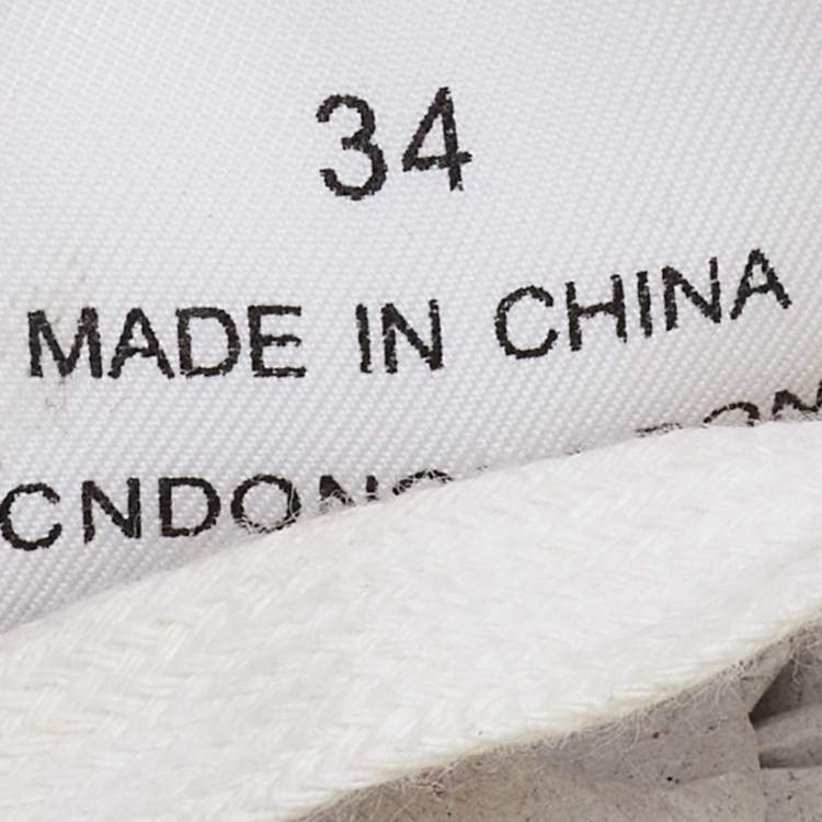 Pre Owned Burberry White Print Canvas Sneakers Size 34