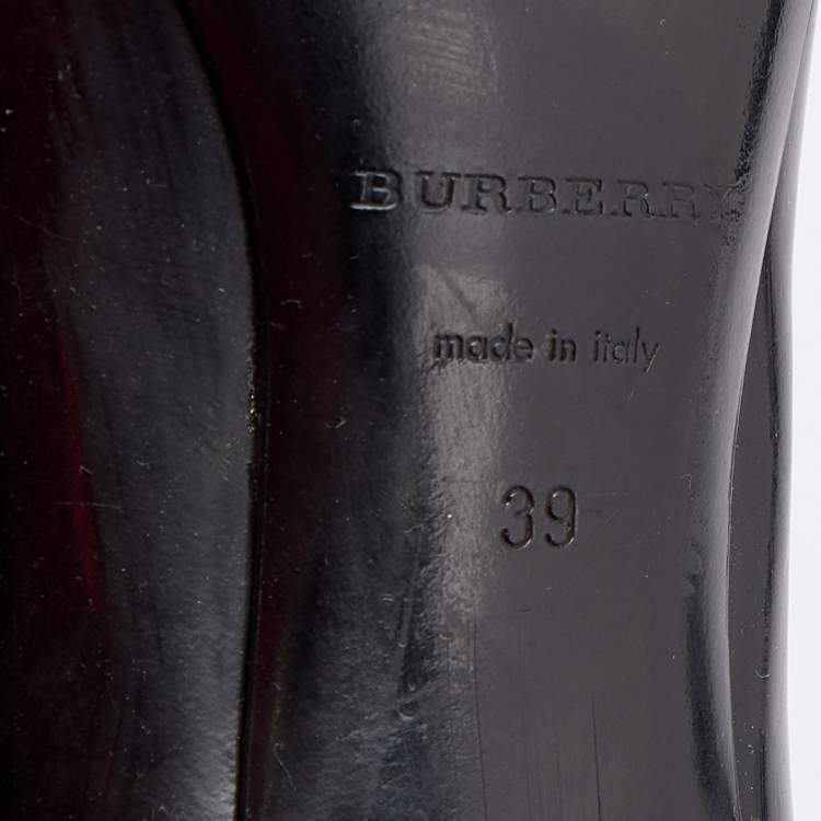 Pre Owned Burberry Black Monogram Canvas And Leather Buckle Detail Around Toe Pumps Size 39