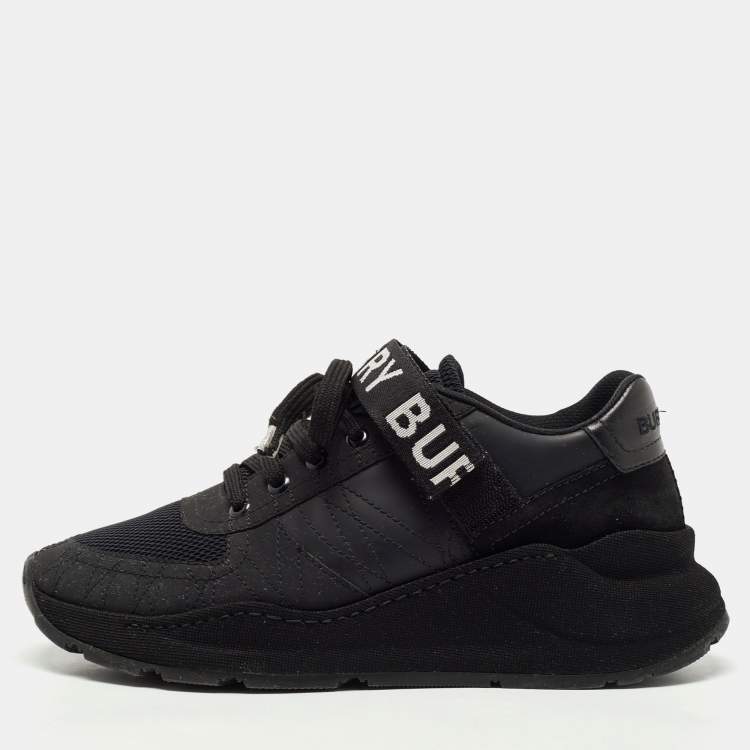 スニーカー BURBERRY Women Sneakers 8083775 black Burberry Black Leather and Mesh Low Top Sneakers Size 39.5