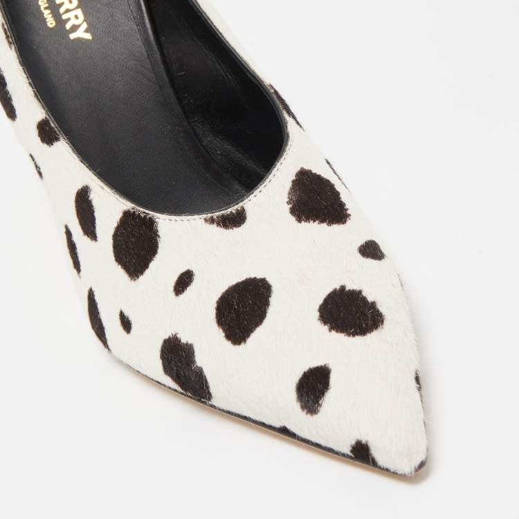 Pre Owned Burberry White/Black Leopard Print Calfhair Ava Pumps Size 38.5